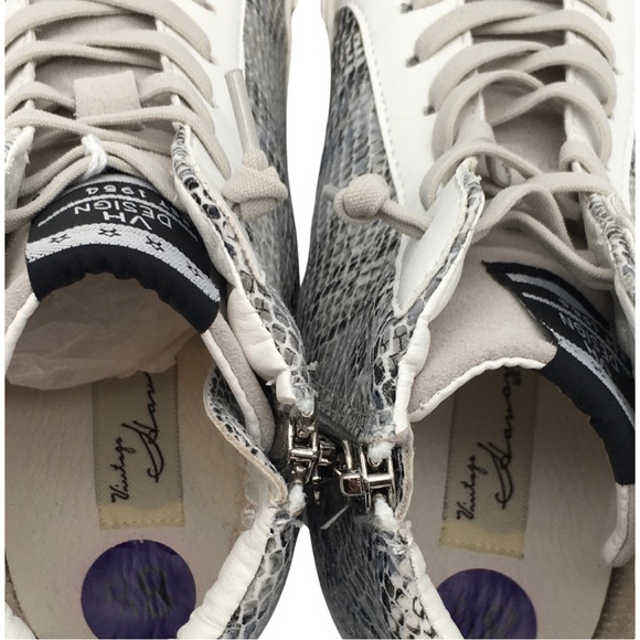 Vintage Havana Dayne Snake/ White Suede Leather High Top Sneakers size 8.5 - Picture 11 of 16